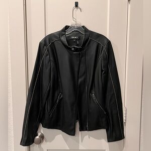 DKNY Women's Sleek Black Leather Jacket